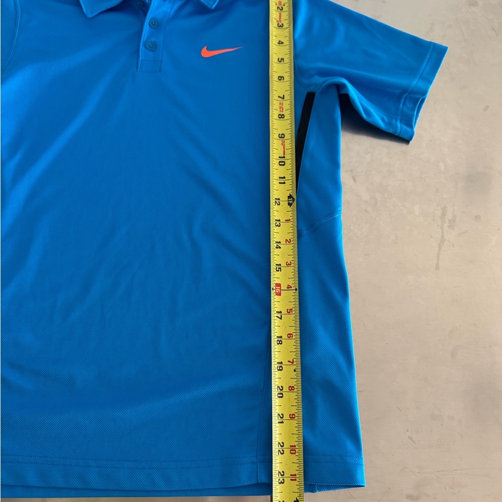 Nike Polo Shirt Blue and Orange Performance Fabric - Picture 4 of 9